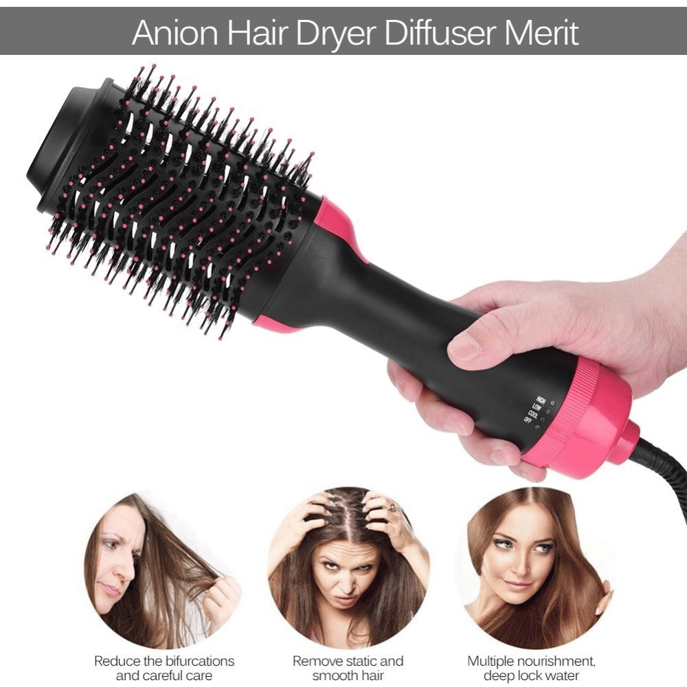 Pro One Step Hot Air Brush Volumizer: Dryer, Straightener, Curler for All Hair Types