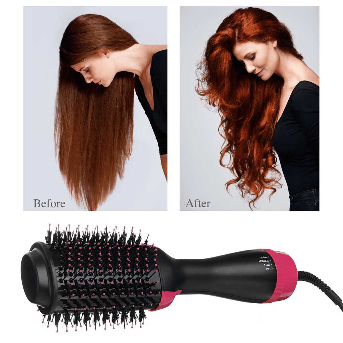 Pro One Step Hot Air Brush Volumizer: Dryer, Straightener, Curler for All Hair Types