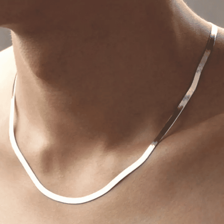 Elegant Silver Plated Flat Snake Bone Chain Clavicle Necklace for Unisex