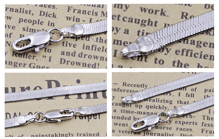 Elegant Silver Plated Flat Snake Bone Chain Clavicle Necklace for Unisex