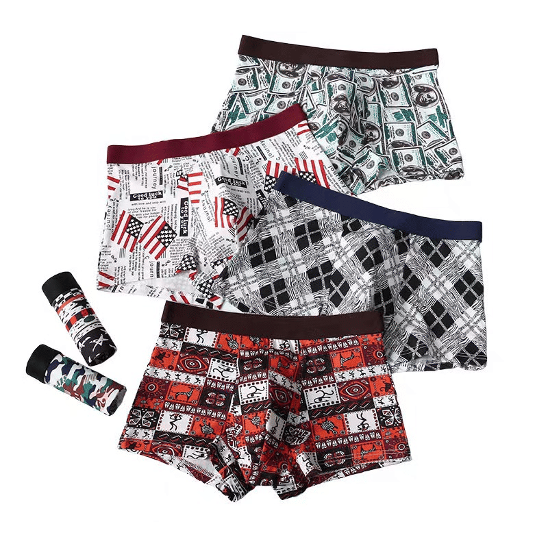 4-Pack Men's Ice Silk Boxer Briefs: Breathable, Comfortable, Fashion Print Underwear