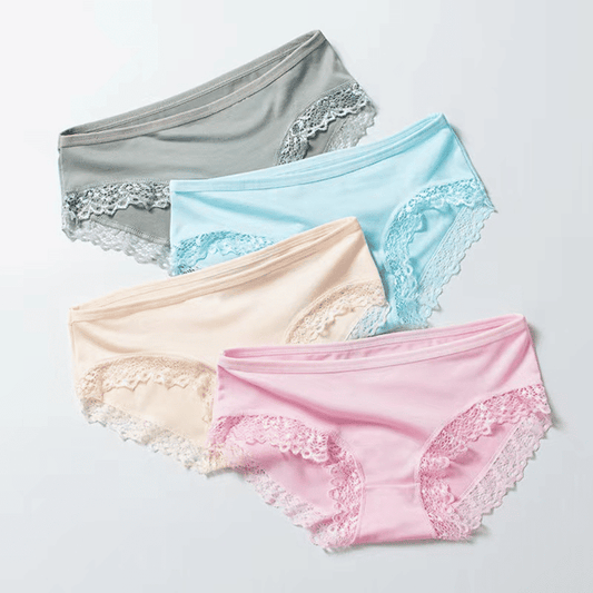 Ultimate Comfort 4 Pack Milk Silk Lace Panties for Women - Soft & Breathable
