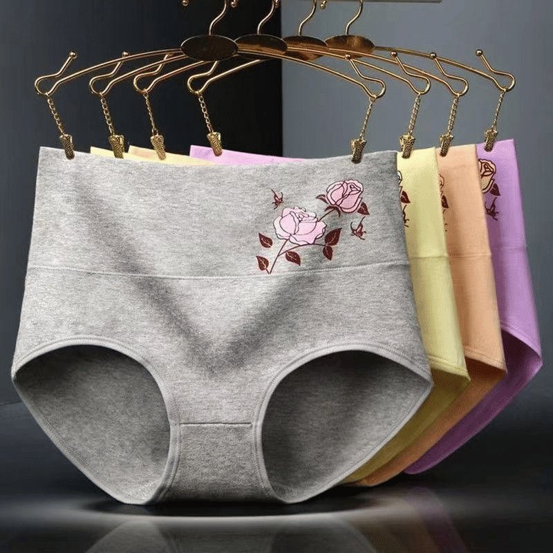 3-Pack High-Waisted Pure Cotton Women's Underwear, Breathable Tummy Control Panties