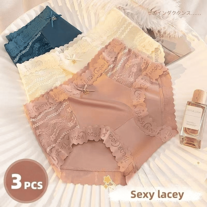 Women's Seamless Ice Silk Mid-Waist Panties - Breathable Antibacterial Cotton