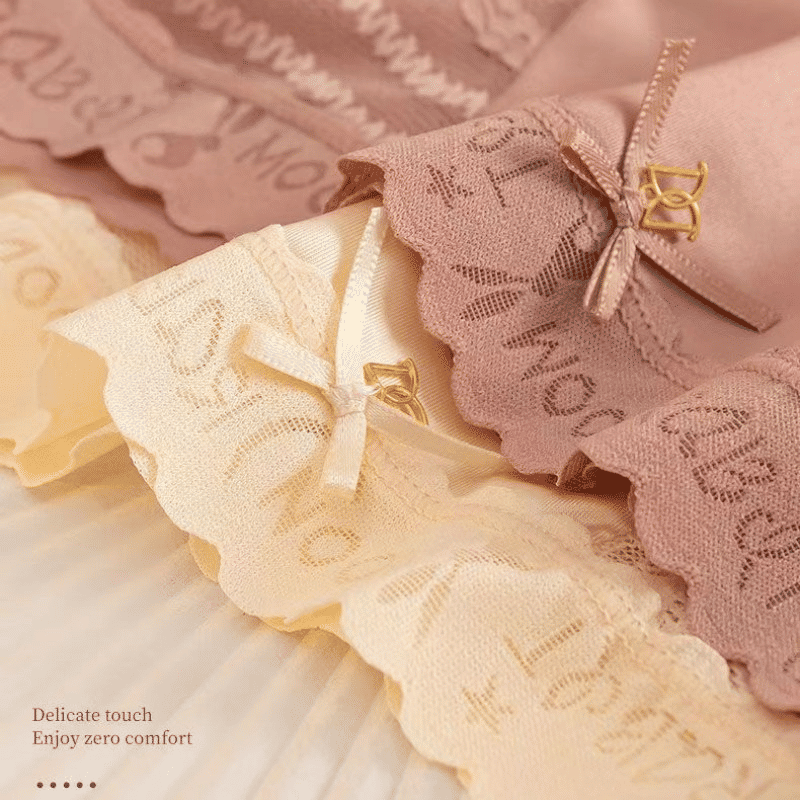 Women's Seamless Ice Silk Mid-Waist Panties - Breathable Antibacterial Cotton