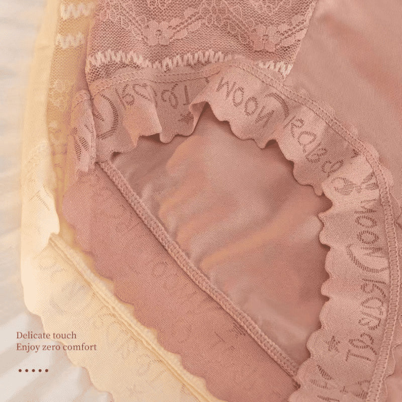 Women's Seamless Ice Silk Mid-Waist Panties - Breathable Antibacterial Cotton