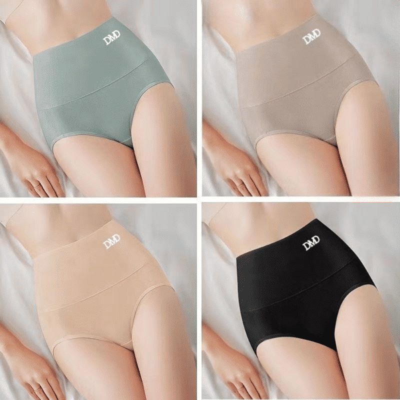 4-Pack Pure Cotton Graphene Antibacterial High-Waist Seamless Breathable Womens Panties