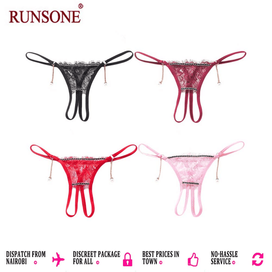 Women's 4-in-1 Pack Sexy Lace Crotchless G-String Thong Lingerie Set