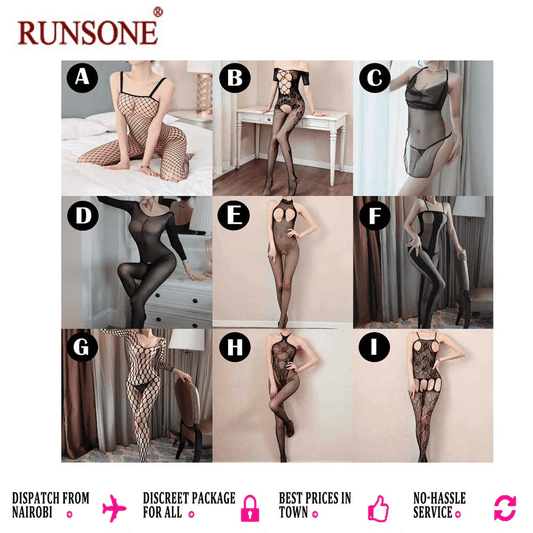 Alluring Women's Sexy Crotchless Fishnet Bodystocking Lingerie - 9 Styles, Plus Size
