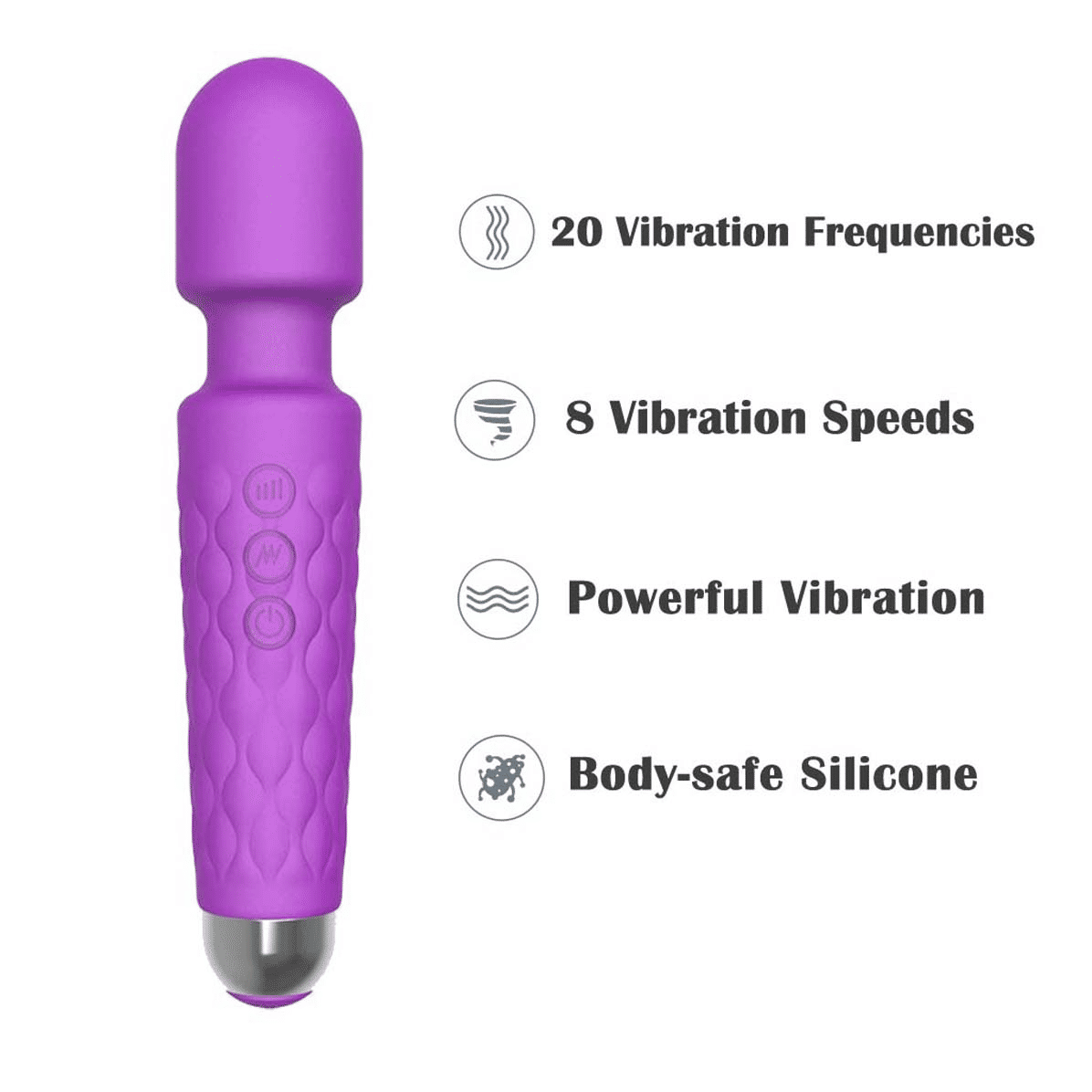 Rechargeable Cordless Wand Massager: Powerful, Waterproof, Body-Safe Silicone Stimulator