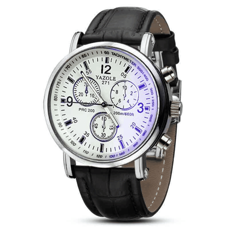 Sophisticated Men's Quartz Watch: Stainless Steel, PU Leather Strap, Water-Resistant