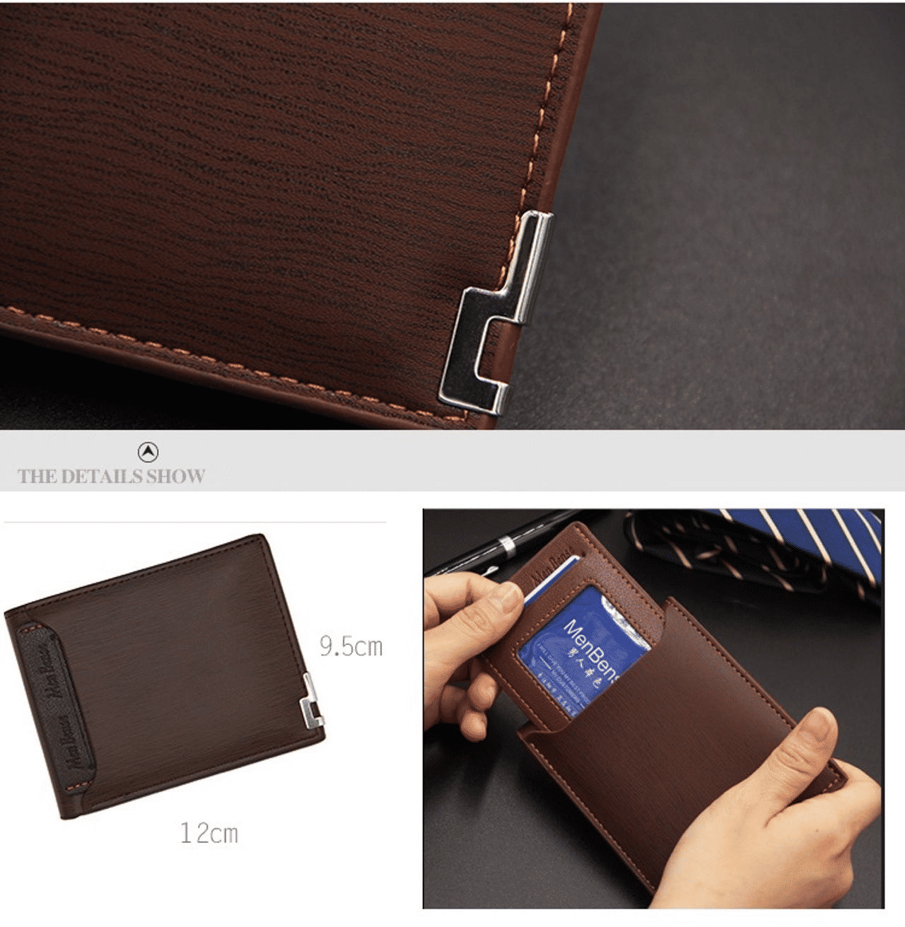 Men's Genuine Leather Slim Bifold Wallet with Money Clip and Card Holder