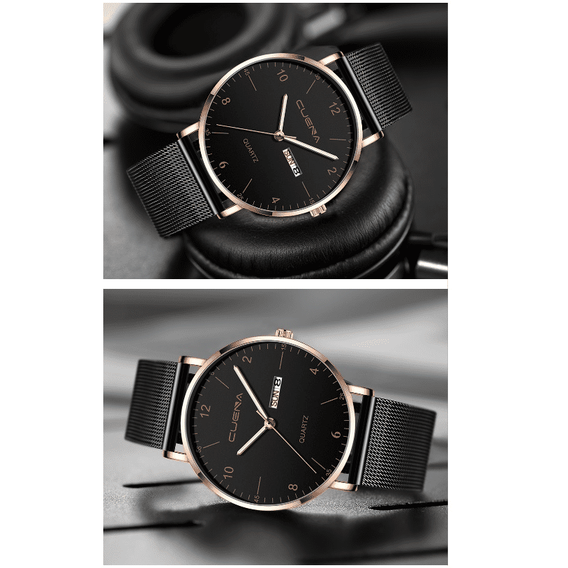 Generic Men's Waterproof Quartz Watch with Stainless Steel Strap