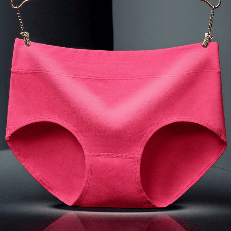 4-Pack Pure Cotton Women's Mid-Waist Breathable Seamless Soft Briefs Underwear