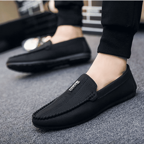 Men's Premium Black Loafers: Comfortable Slip-On Casual Flat Dress Shoes Size 40-46