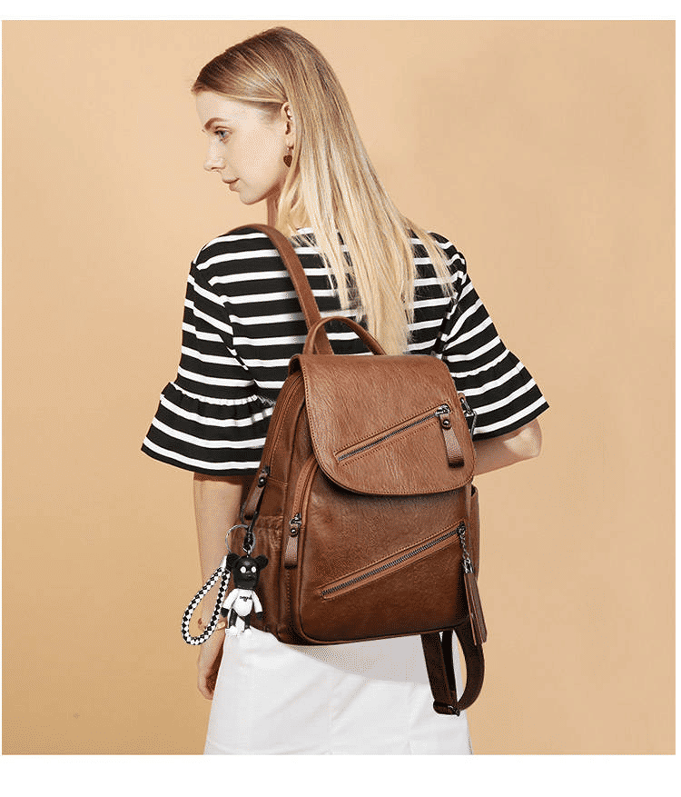 Versatile Women's Soft Leather Fashion Backpack - Large Capacity School Travel Bag