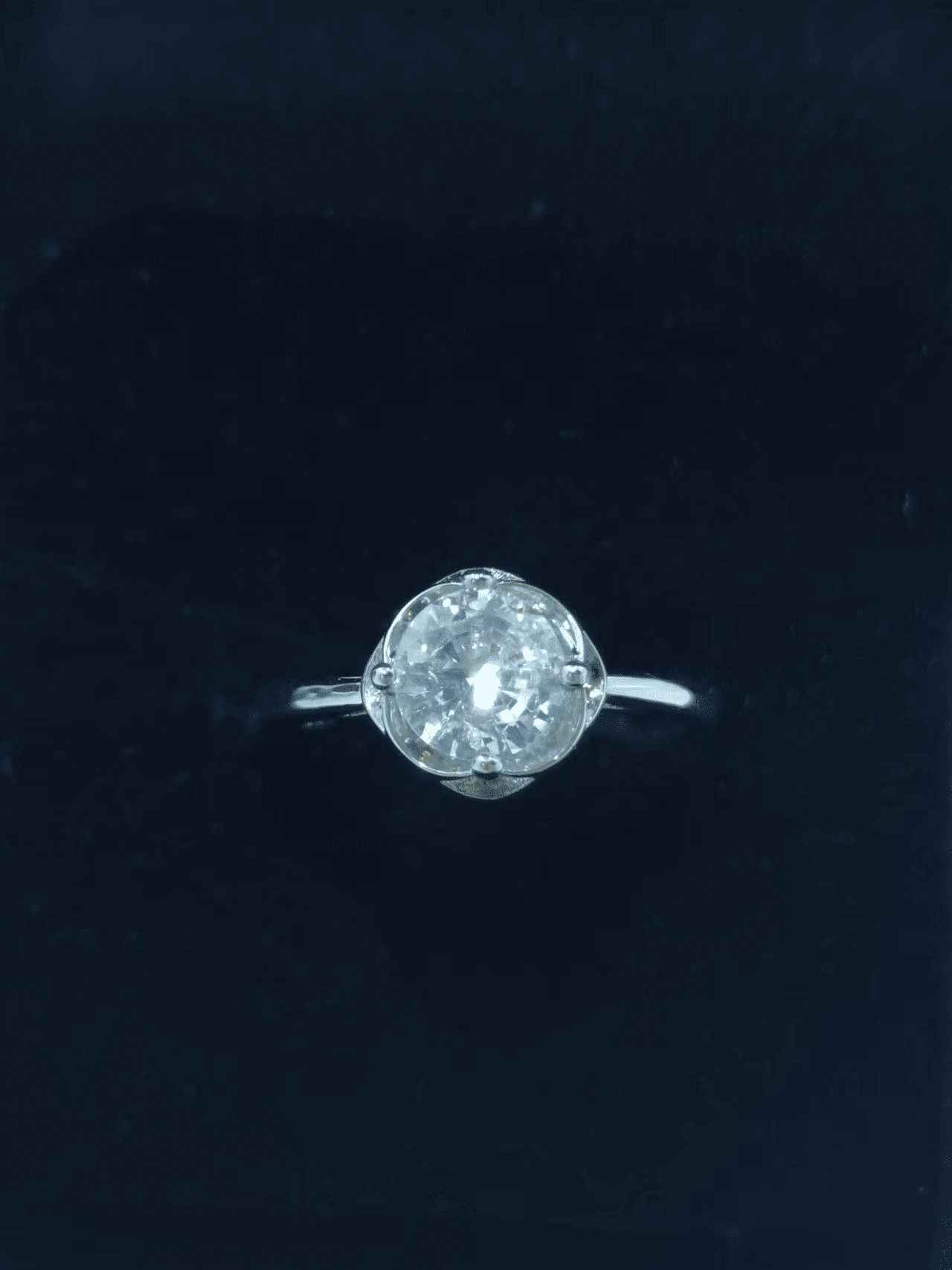 Elegant Adjustable Silver Plated Diamond Ring for Women - Wedding Engagement Gift