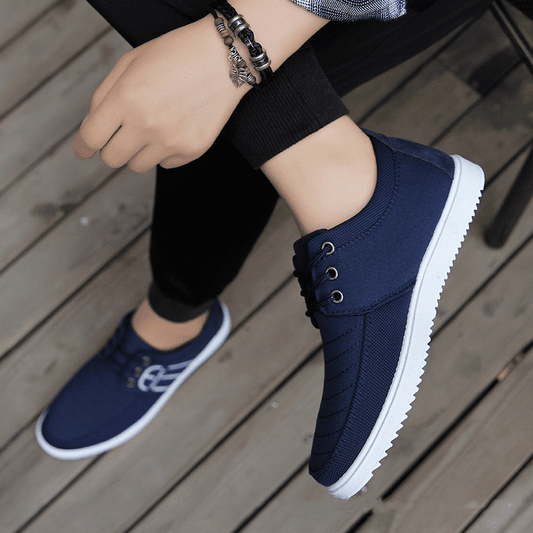 Men's Casual Canvas Loafers Sneakers: Comfortable, Durable, Stylish Blue Flats