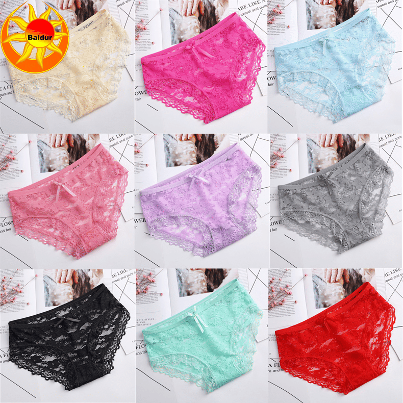 Baldur 10-Pack Women's Lace Low-Waist Briefs Multi-Color Underwear Lingerie Panties