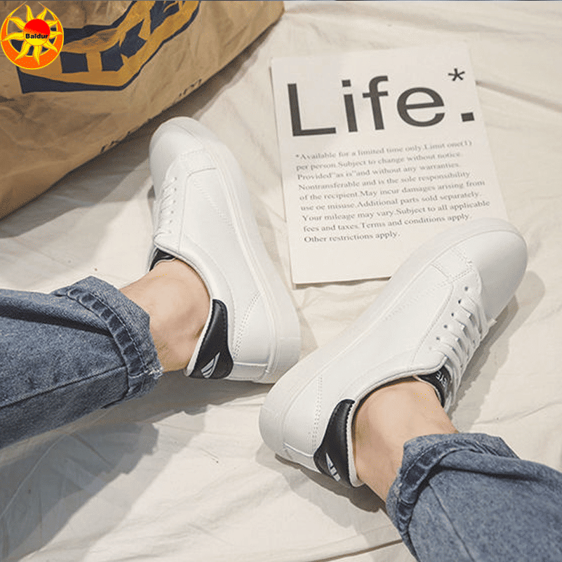 Baldur Breathable Low-Top Casual Sport Sneakers - Unisex White & Black Fashion