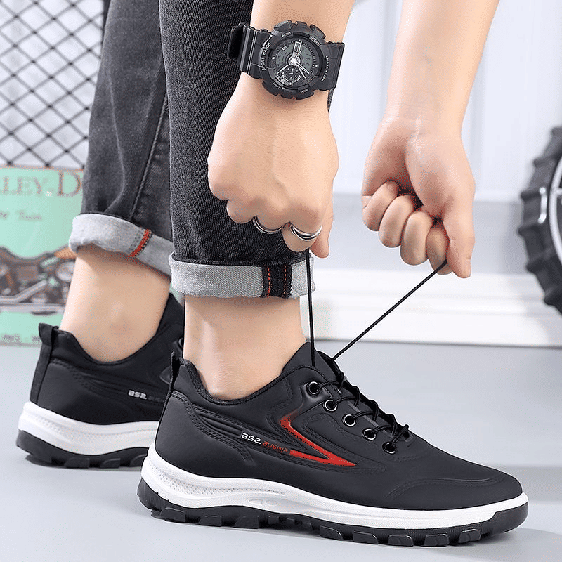 Baldur Men's Breathable Non-Slip Athletic Running Walking Driving Shoes - Black/Red