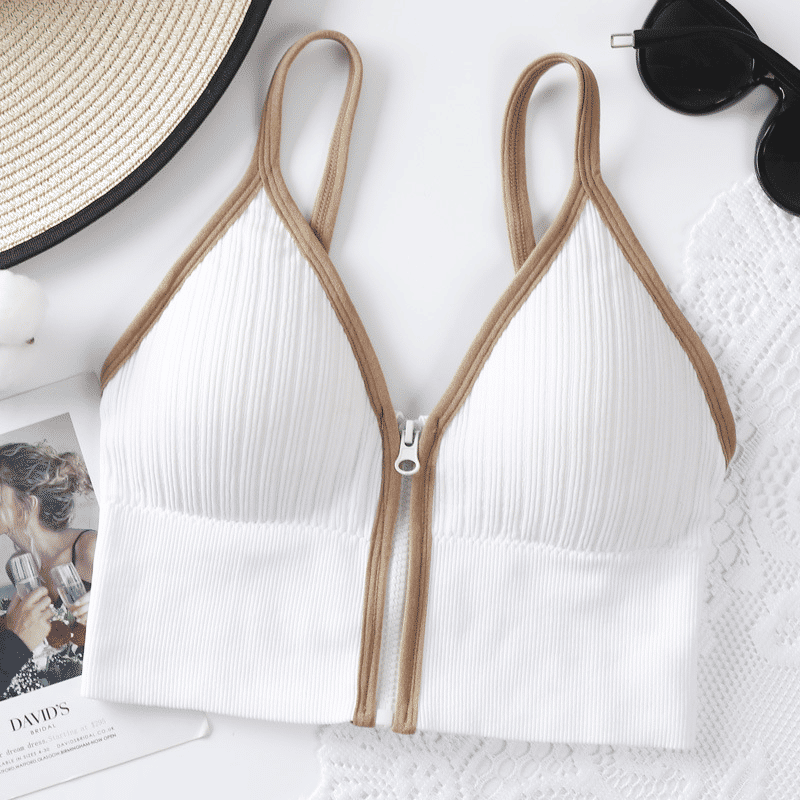 Baldur 3-Pack Women's Deep V-Zipper Sports Bra - Wireless Comfort