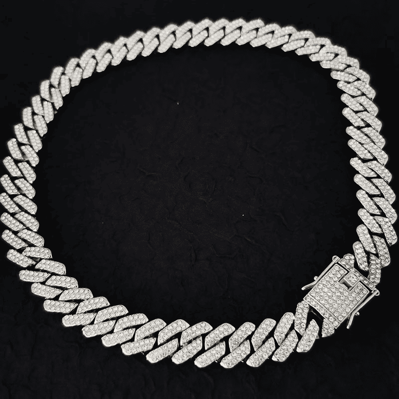 Luxury Iced Out 14mm Miami Cuban Link Chain Necklace Bracelet for Men Women