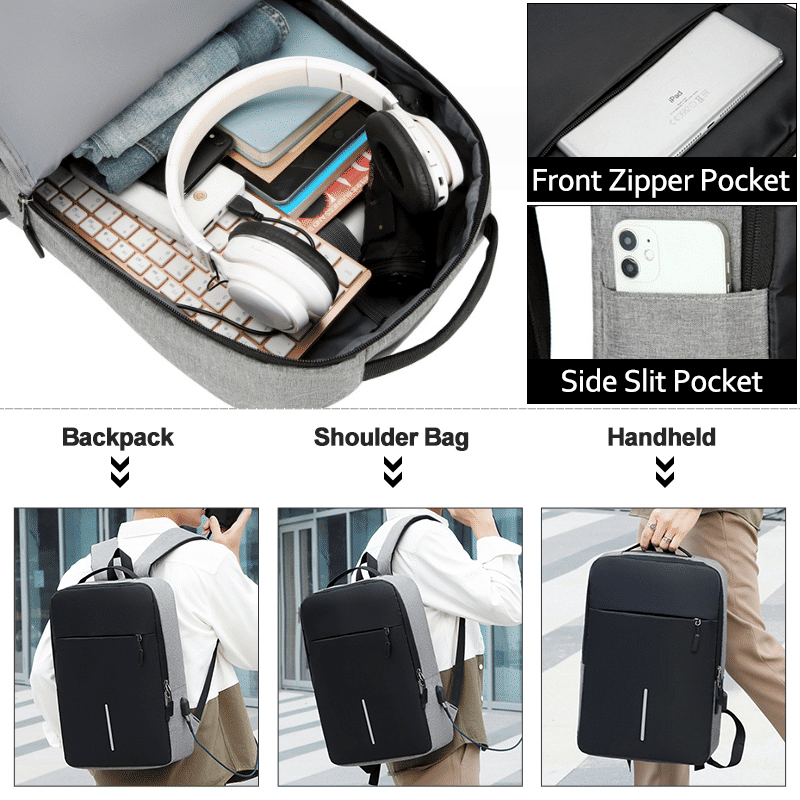 Spacious 15.6-inch Laptop Backpack with USB Charging Port & Large Capacity