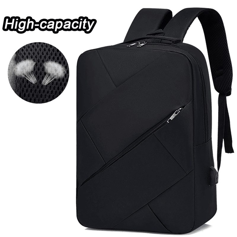 Men's Large Capacity Laptop Backpack Set with USB Charging Port