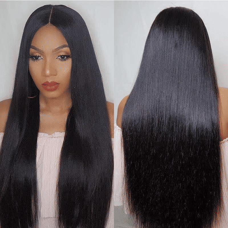 FBK Long Straight Synthetic Middle-Part Wig for Women