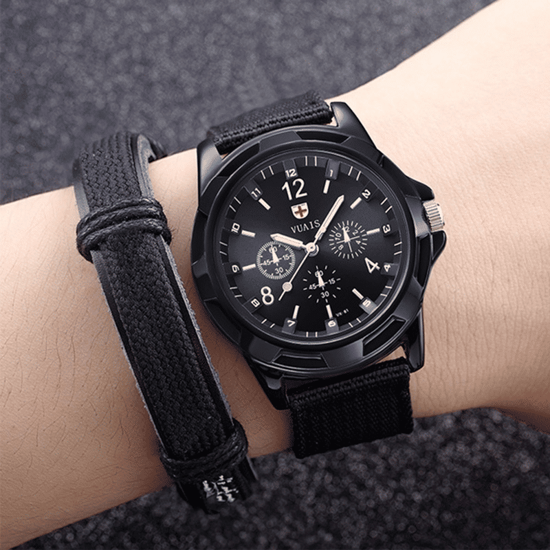 Durable Men's Military Outdoor Sports Watch - Braided Nylon Strap, Quartz Movement