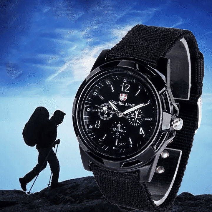 Durable Men's Military Outdoor Sports Watch - Braided Nylon Strap, Quartz Movement