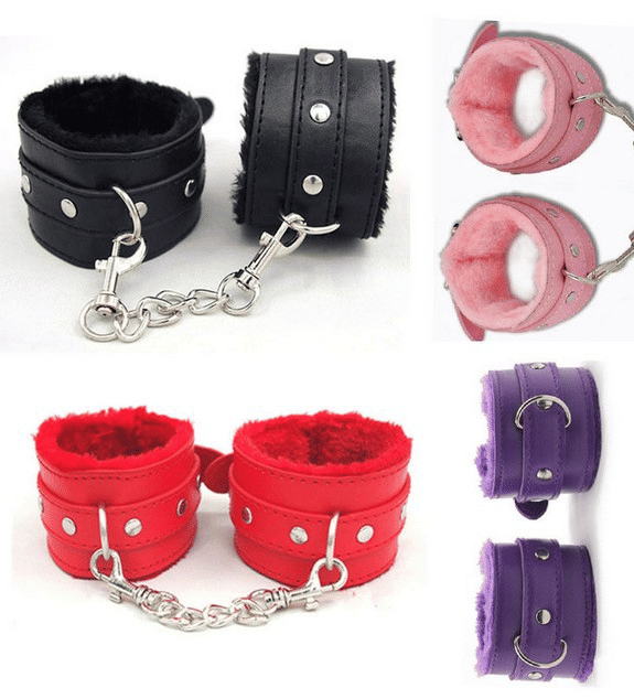 HW Premium Leather Chain Handcuffs Restraints - Adult Sex Toys for Couples