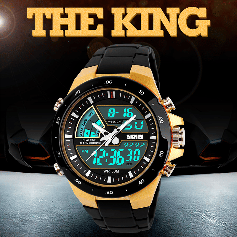 Skmei Men's Military Sport Quartz Watch Waterproof Silicone Strap