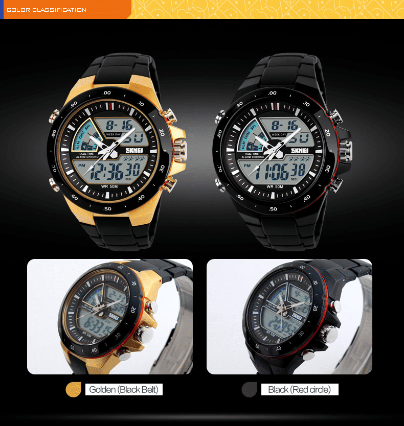 Skmei Men's Military Sport Quartz Watch Waterproof Silicone Strap