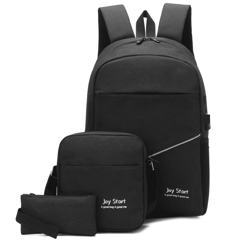 Durable 3-Piece Men's Anti-Theft USB Laptop Backpack Set: School, Travel, Leisure