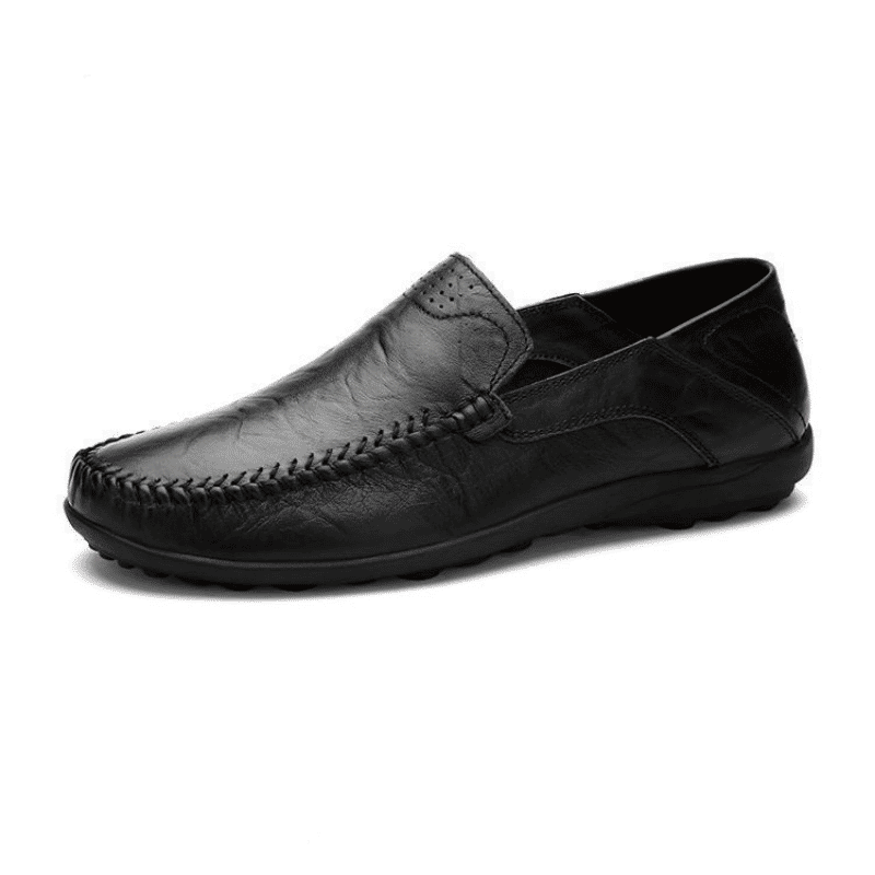 Men's Classic Black Synthetic Leather Loafers Oxfords - Versatile Slip-On Shoes