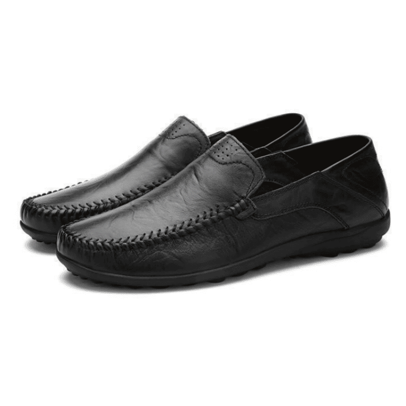 Men's Classic Black Synthetic Leather Loafers Oxfords - Versatile Slip-On Shoes