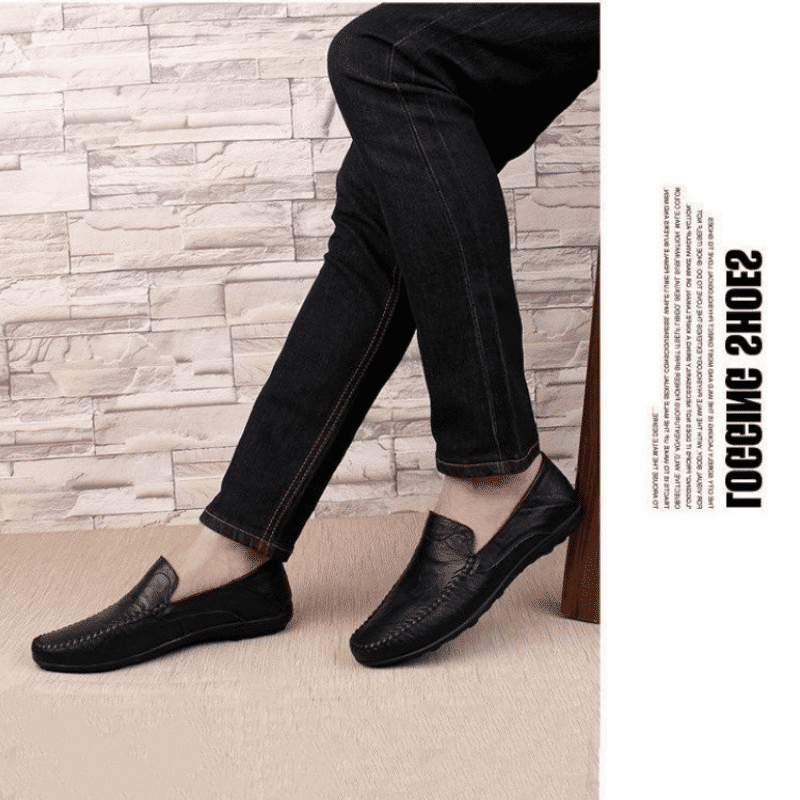 Men's Classic Black Synthetic Leather Loafers Oxfords - Versatile Slip-On Shoes