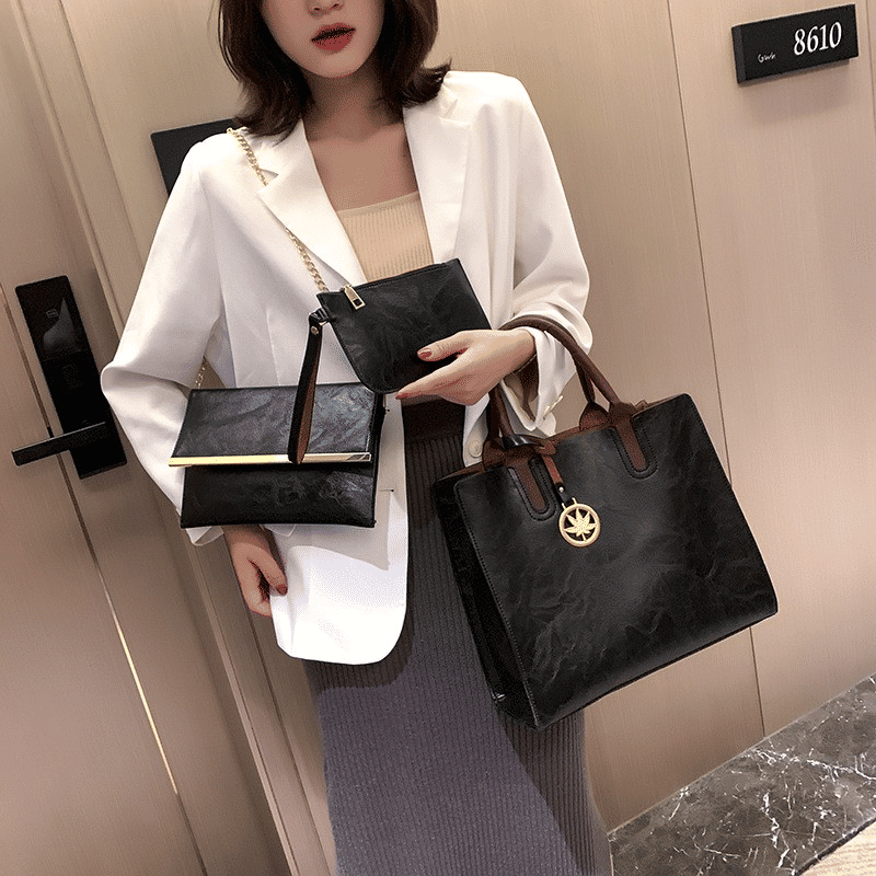 Versatile 3-Piece Women's PU Leather Handbag Set: Tote, Crossbody, Clutch