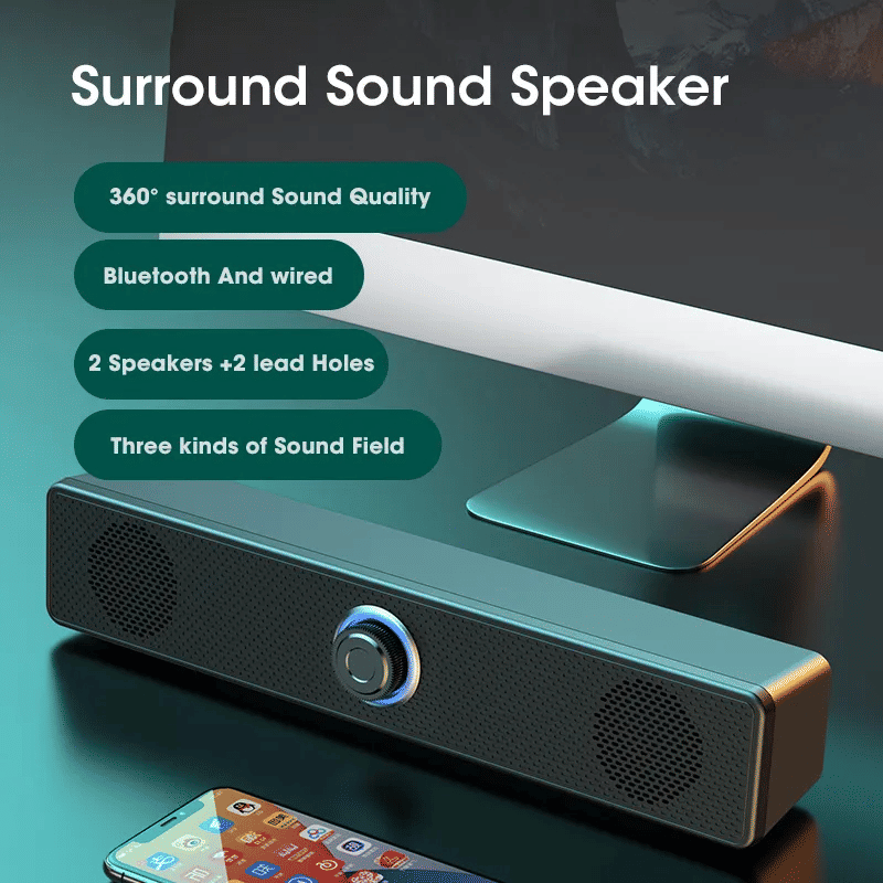 Powerful 4D Surround Bluetooth Soundbar for TV, Computer, Home Theater Stereo