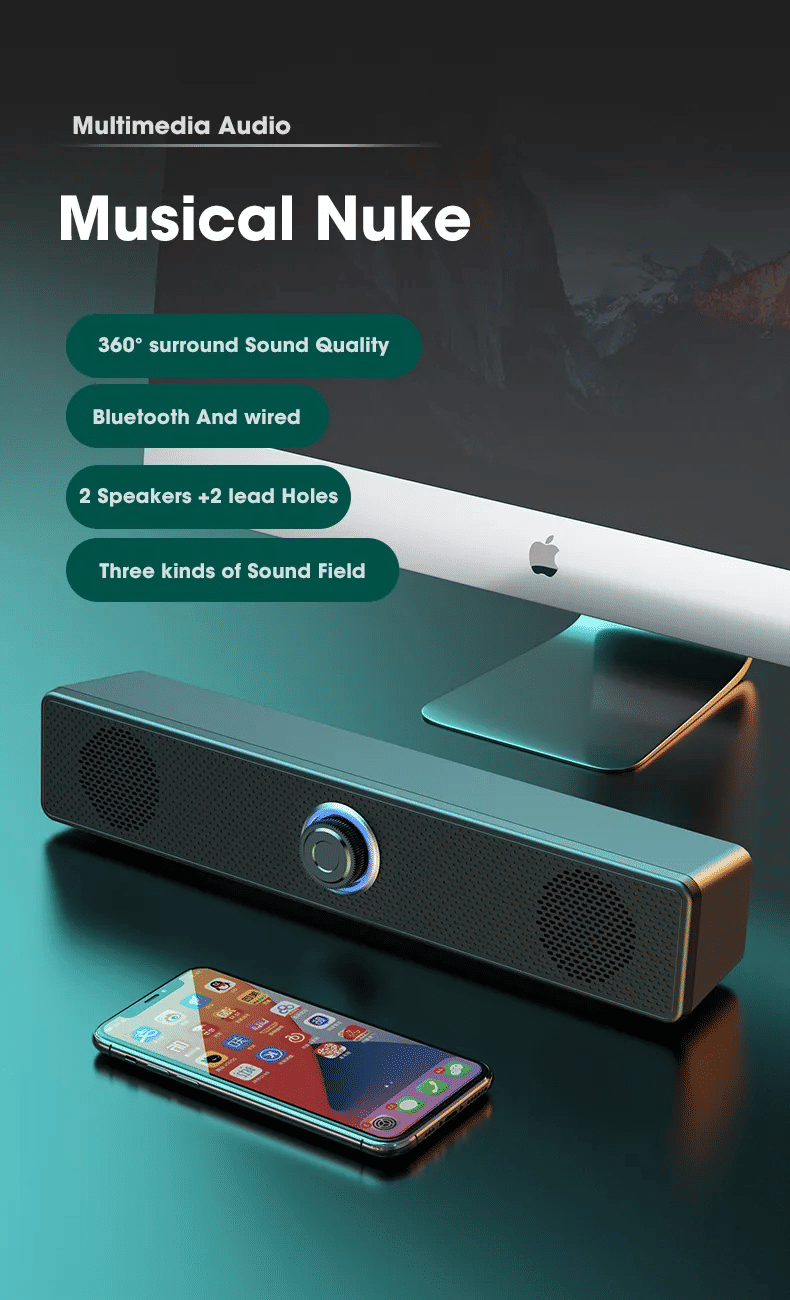 Powerful 4D Surround Bluetooth Soundbar for TV, Computer, Home Theater Stereo
