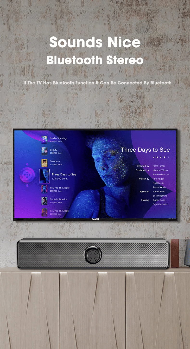 Powerful 4D Surround Bluetooth Soundbar for TV, Computer, Home Theater Stereo