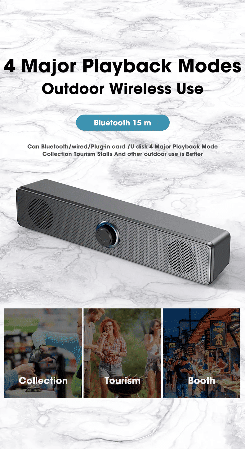 Powerful 4D Surround Bluetooth Soundbar for TV, Computer, Home Theater Stereo
