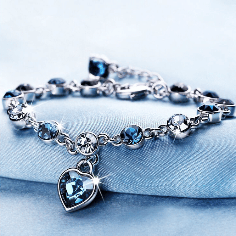 Elegant Crystal Heart Charm Bracelet for Women - Bridal Wedding Fine Jewelry Gift