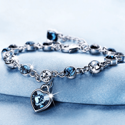 Elegant Crystal Heart Charm Bracelet for Women - Bridal Wedding Fine Jewelry Gift