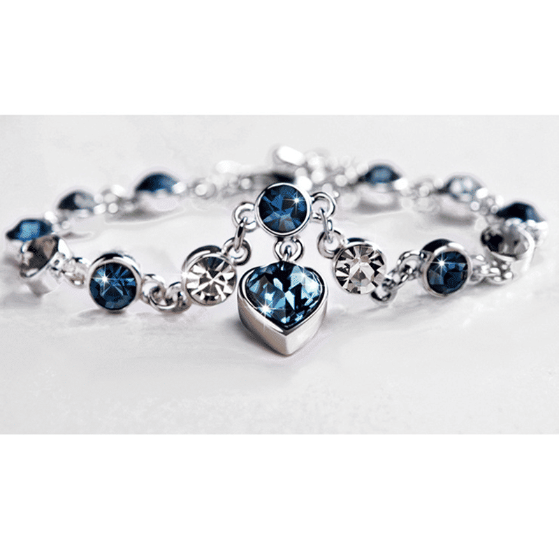 Elegant Crystal Heart Charm Bracelet for Women - Bridal Wedding Fine Jewelry Gift