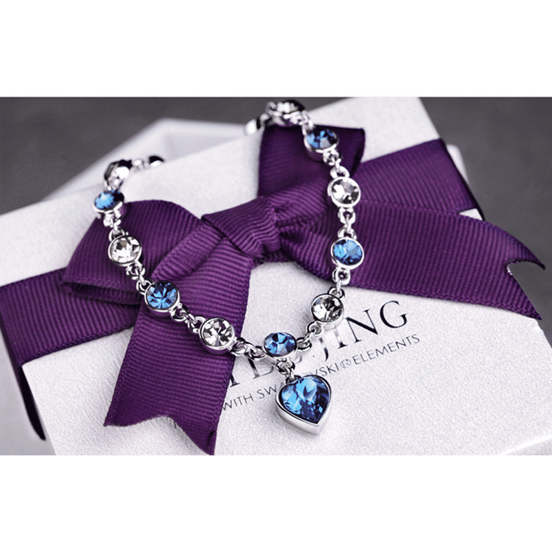 Elegant Crystal Heart Charm Bracelet for Women - Bridal Wedding Fine Jewelry Gift