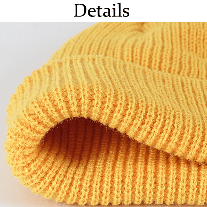 Premium Solid Color Knitted Beanie Hat - Warm, Stylish, Brimless Skullcap