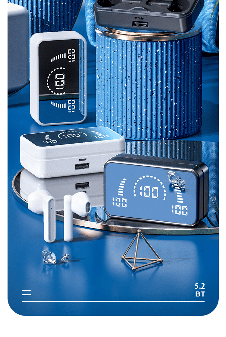 VEDO S20 Wireless TWS Bluetooth Earbuds: Digital Display, Sports, Waterproof, Touch Control